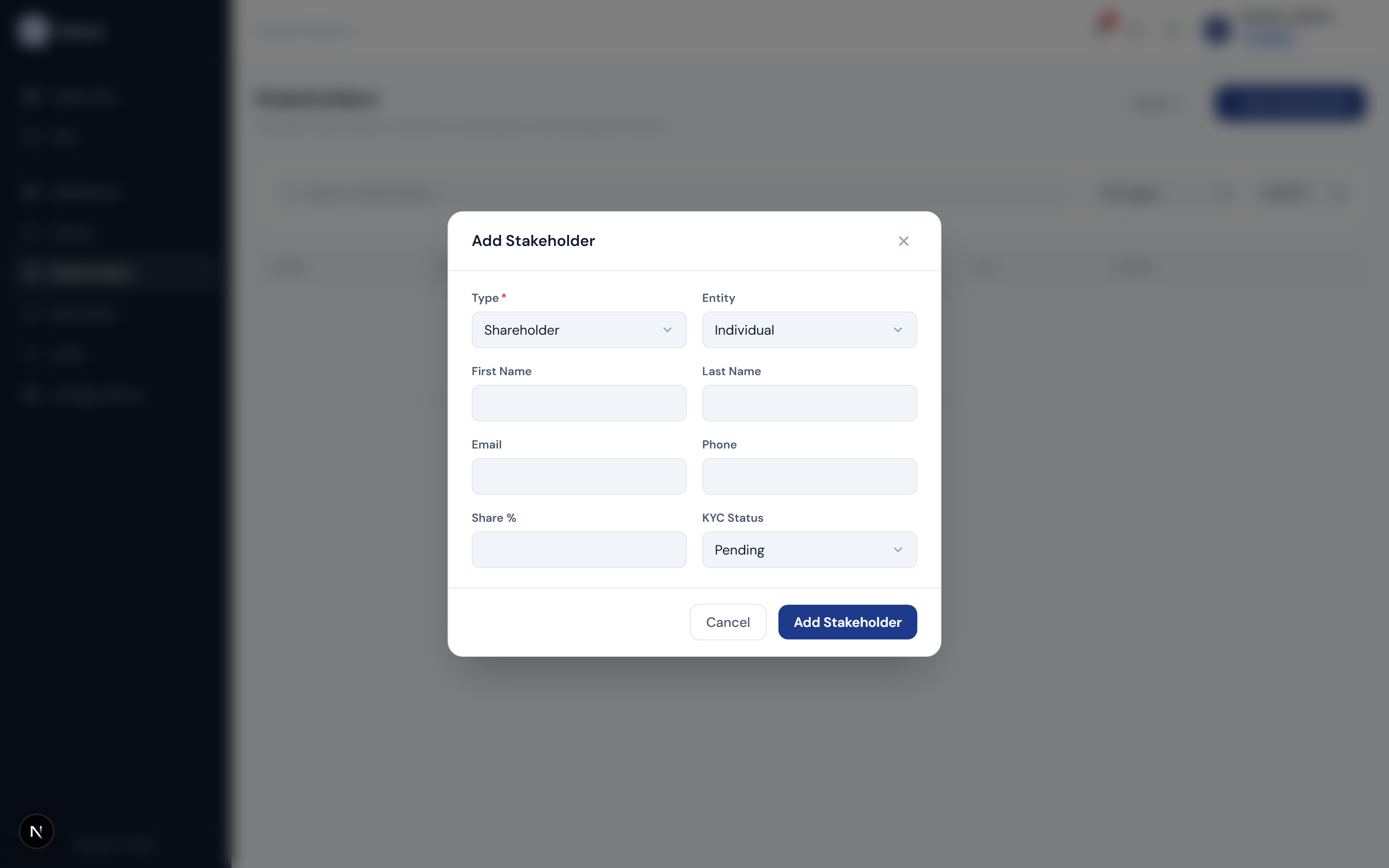 Stakeholders & KYC step 3