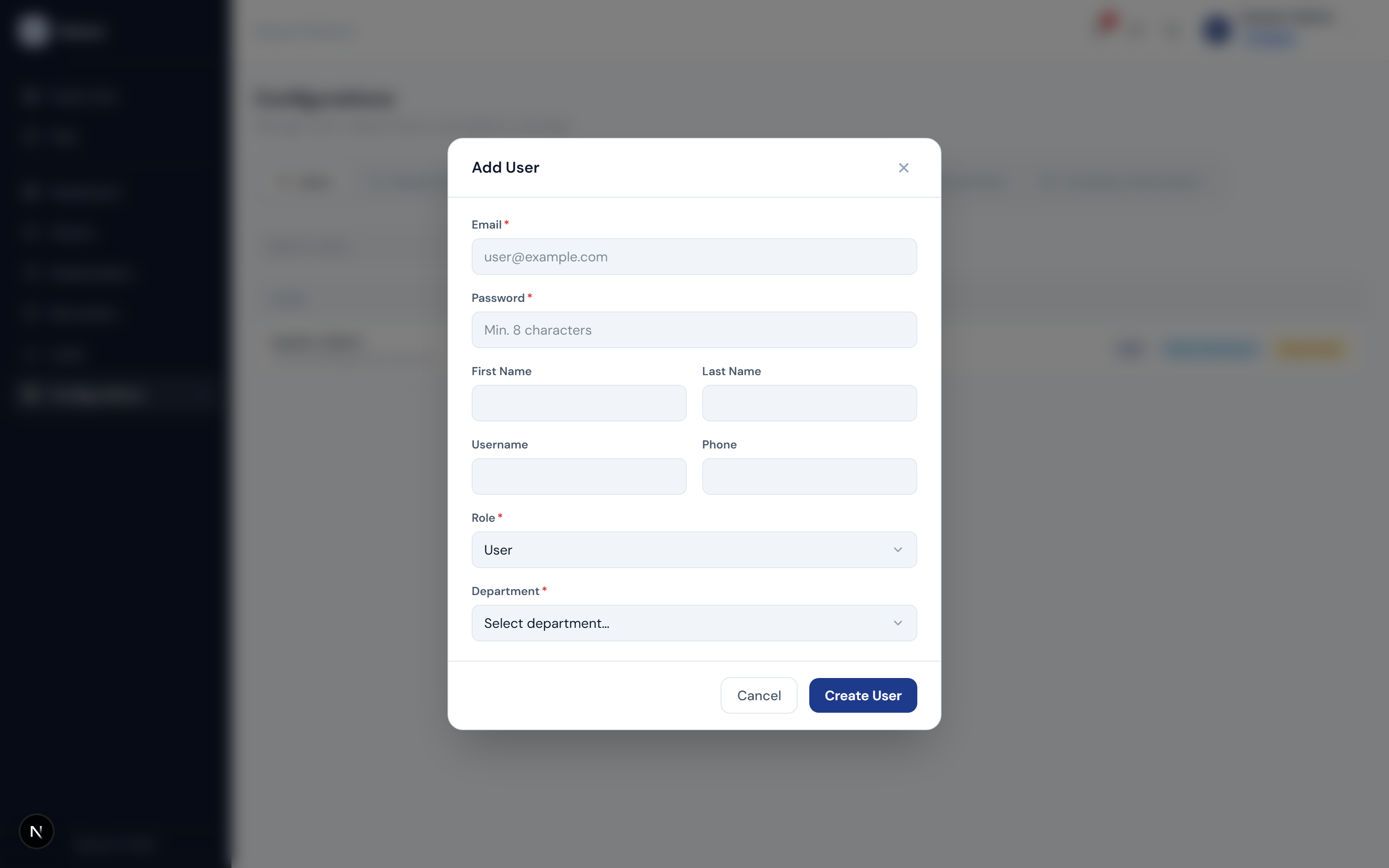 Users & Departments step 2