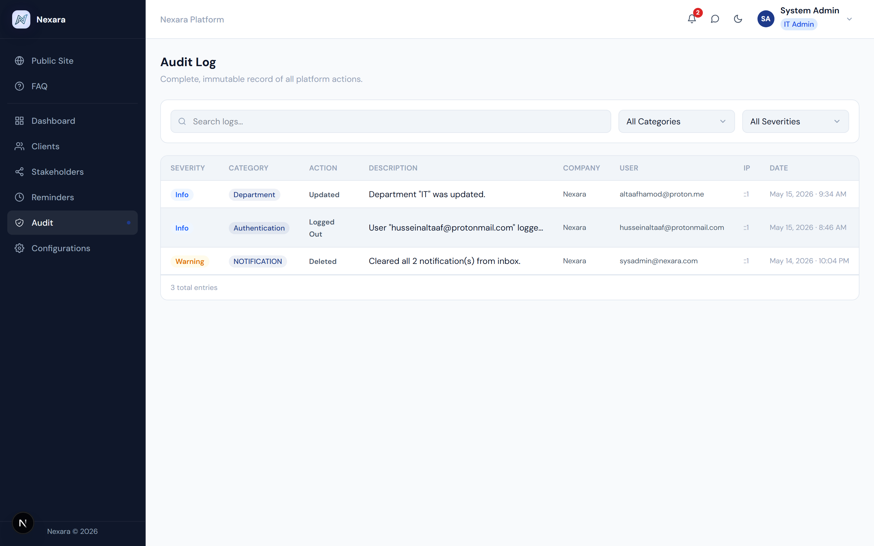 Audit Log step 1