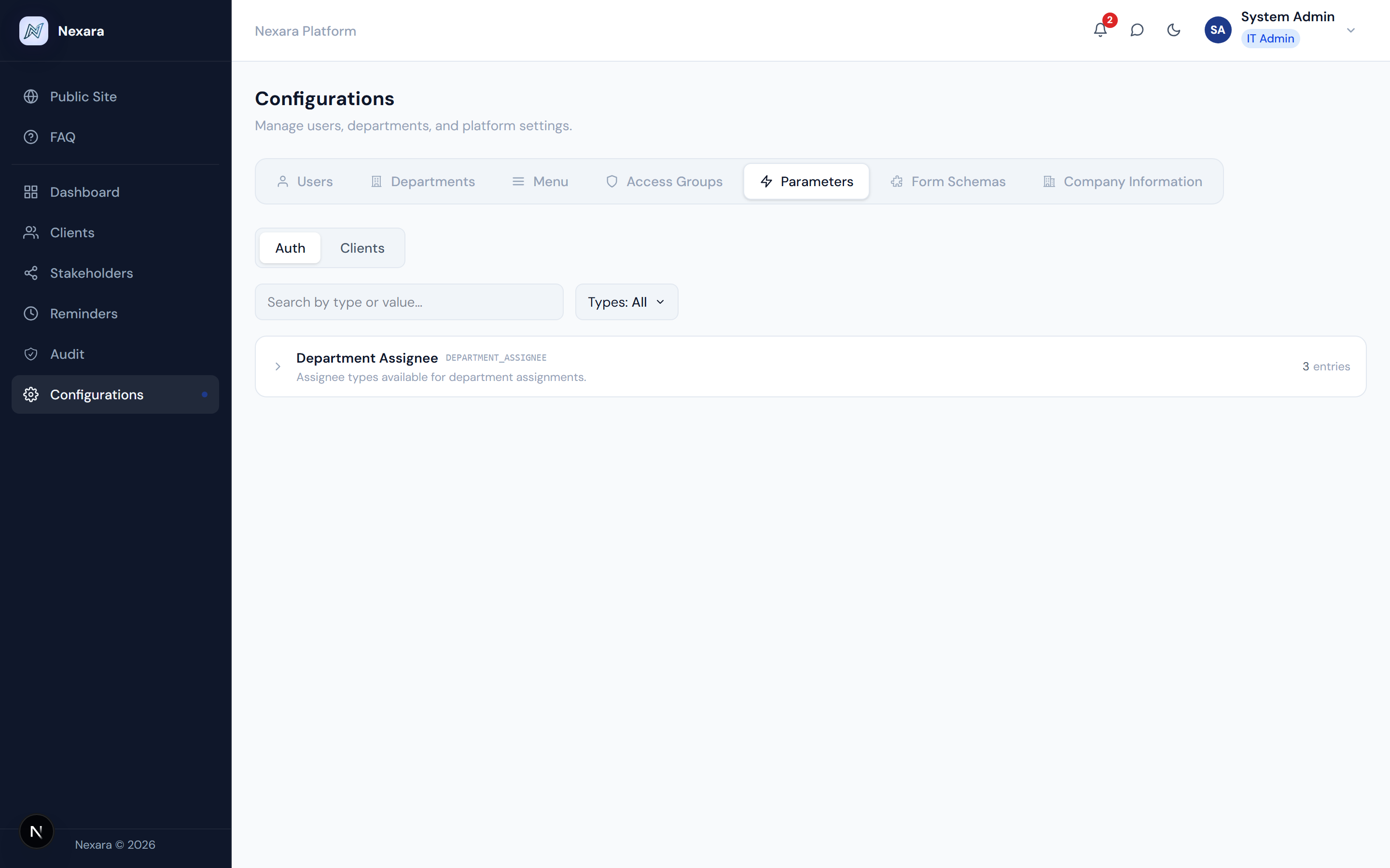 System Parameters step 1