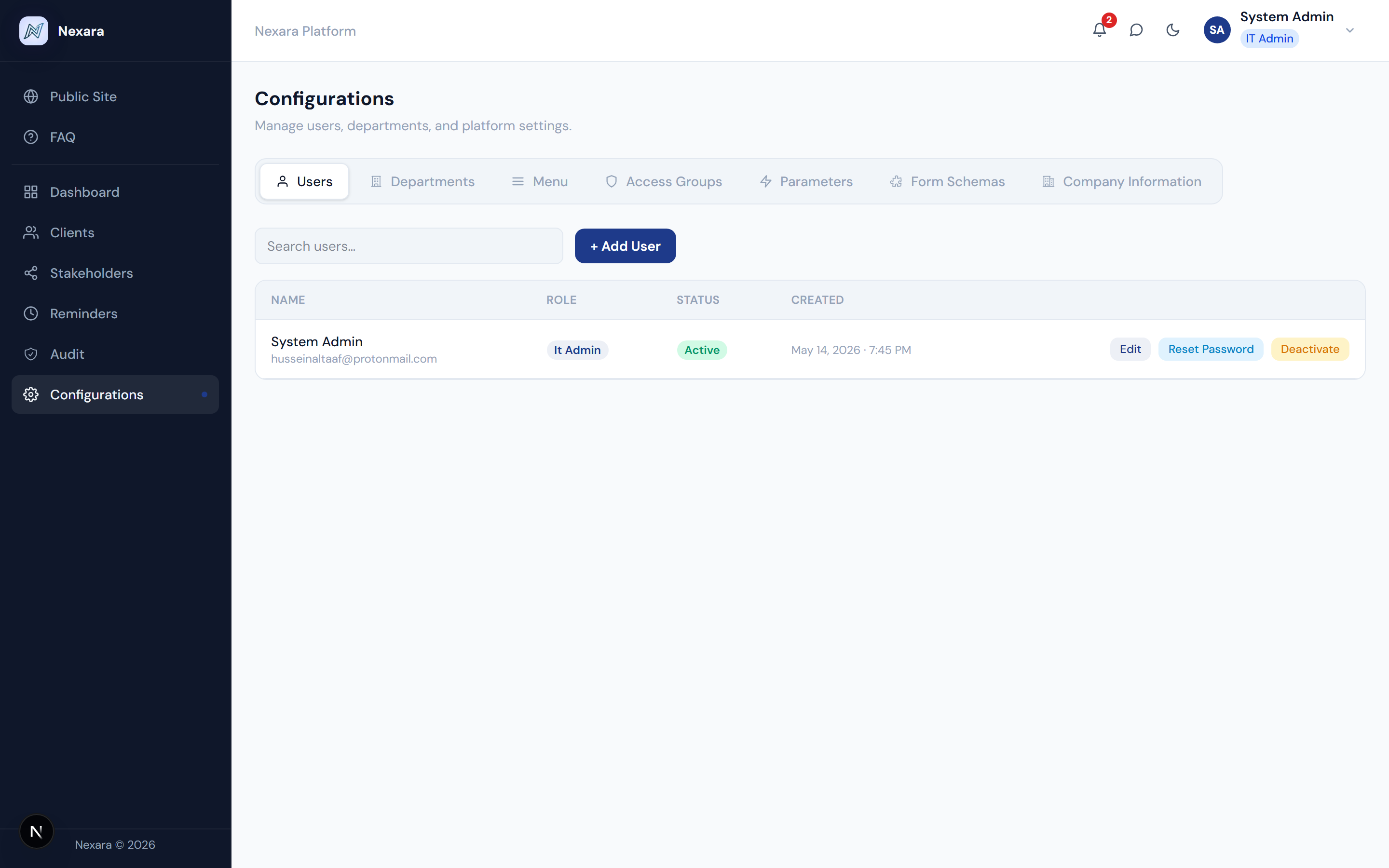 Users & Departments step 1